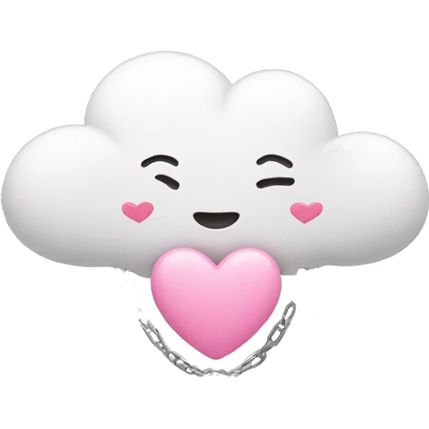 white cloud with 3 chains hanging with pink heart  emoji