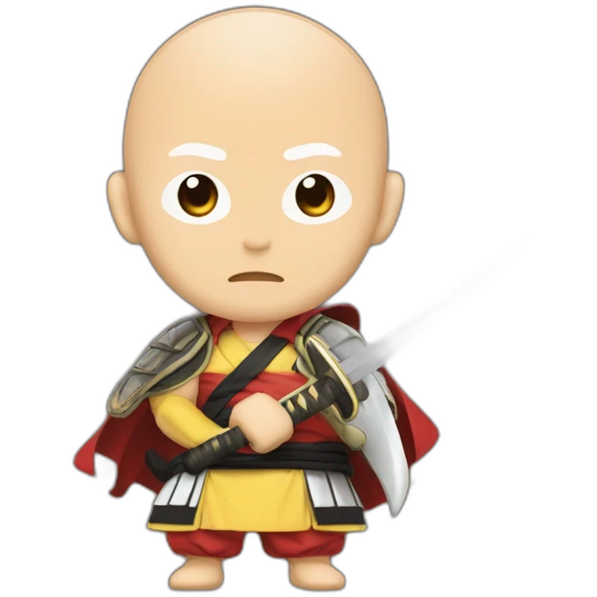 saitama serious puncho with a katana on his right hand emoji