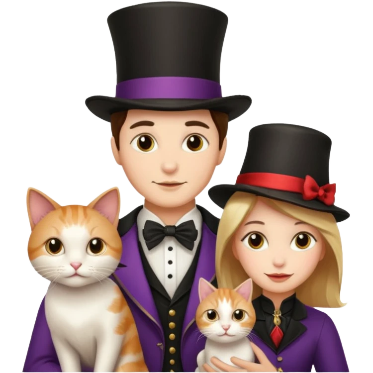 magician couple and their pet cat emoji