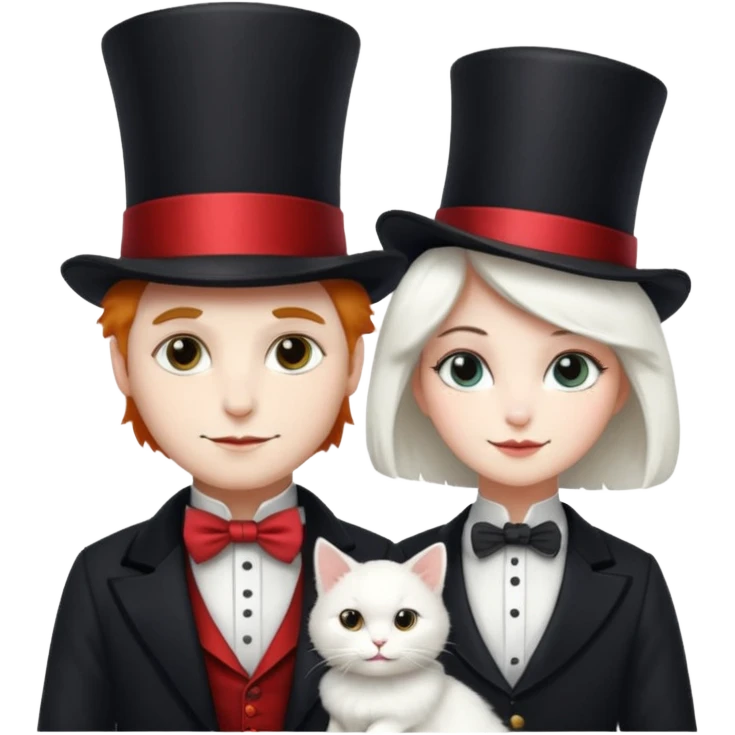 magician couple and their pet cat emoji