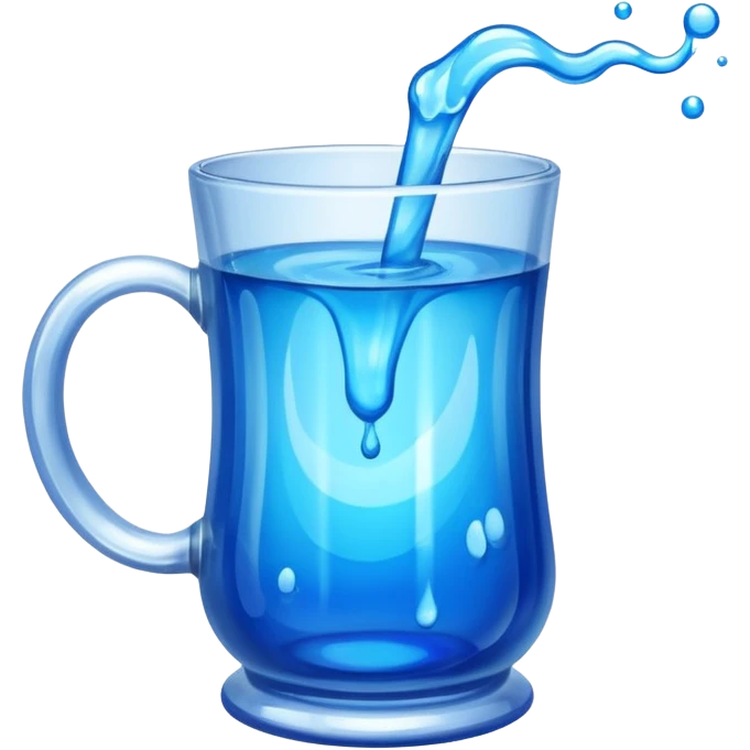 A large clear glass mug with a bright blue liquid inside. emoji