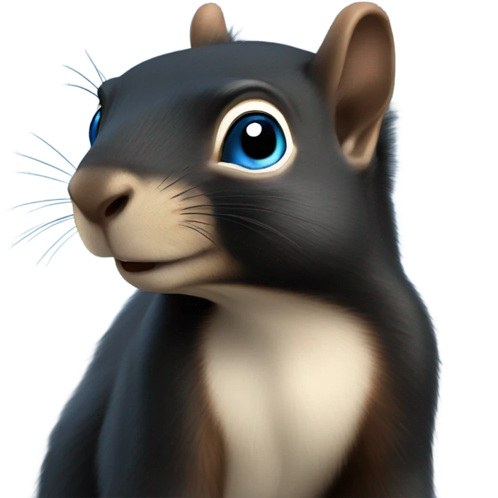 Black squirrel with blue eyes looking back emoji