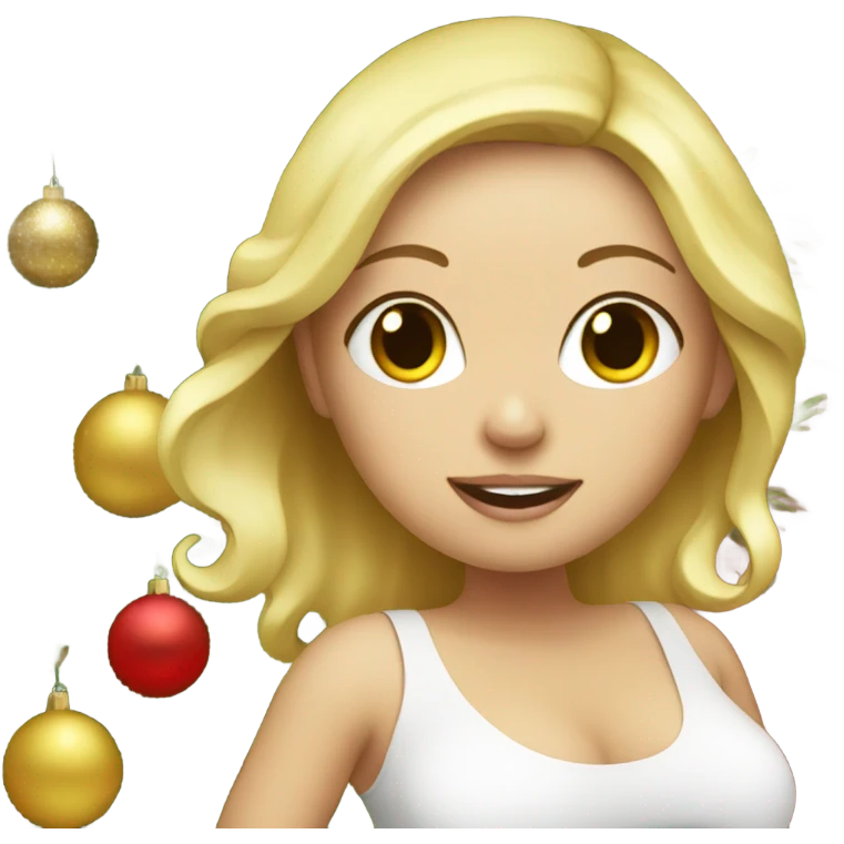 blonde pregnant woman at the Christmas tree emoji