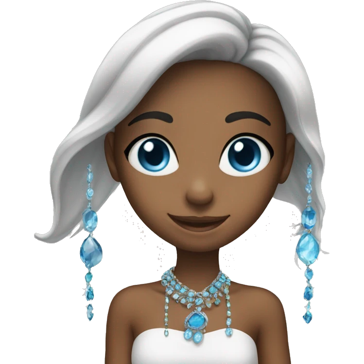 smiling girls with jewelry left one blue eyes emoji