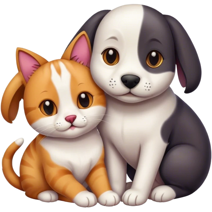 cat and dog friendship emoji