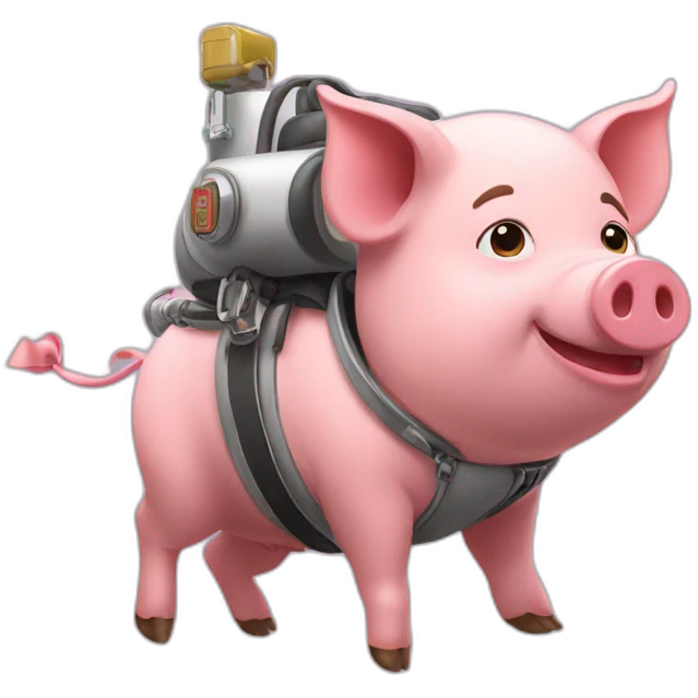 A pig with a jetpack emoji