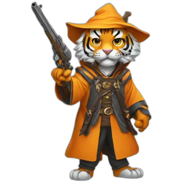 Tiger Wizard with gun emoji
