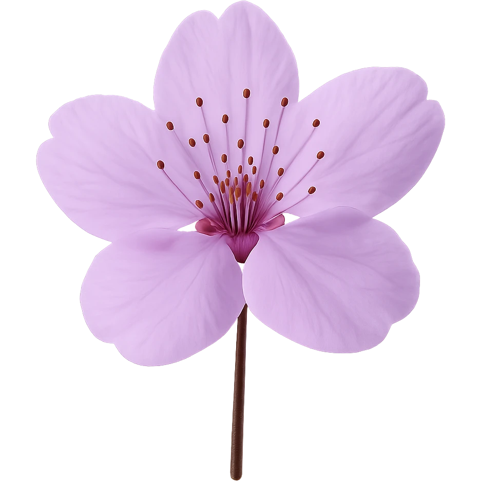 show one purple cherry blossom, remove background emoji