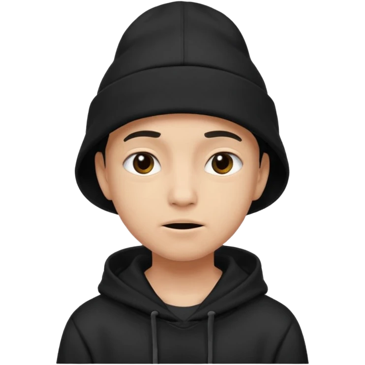 Criei um emoji utilizando boné preto e moletom preto com várias expressões  emoji