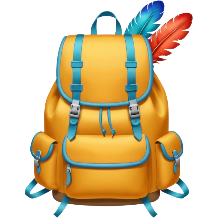 hiking backpack with feathers emoji