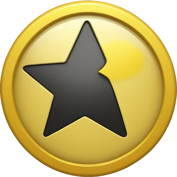 generate a yellow round coin with darker tinted yellow borders and a black star inside emoji