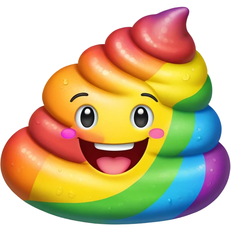 happy cheering Rainbow poop emoji
