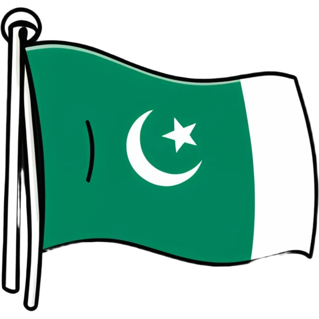 Pakistan flag and cultural icons in sticker style emoji
