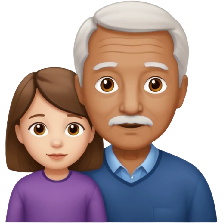Abuelito blanco con su nieta pequeña morena emoji
