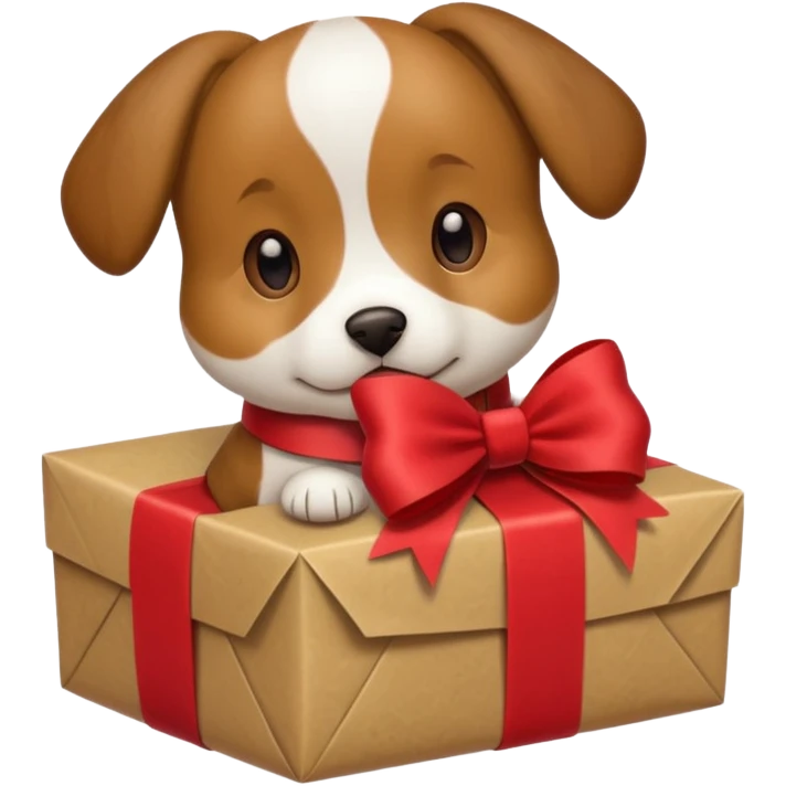 Dog in wrapped paper new yaer  emoji