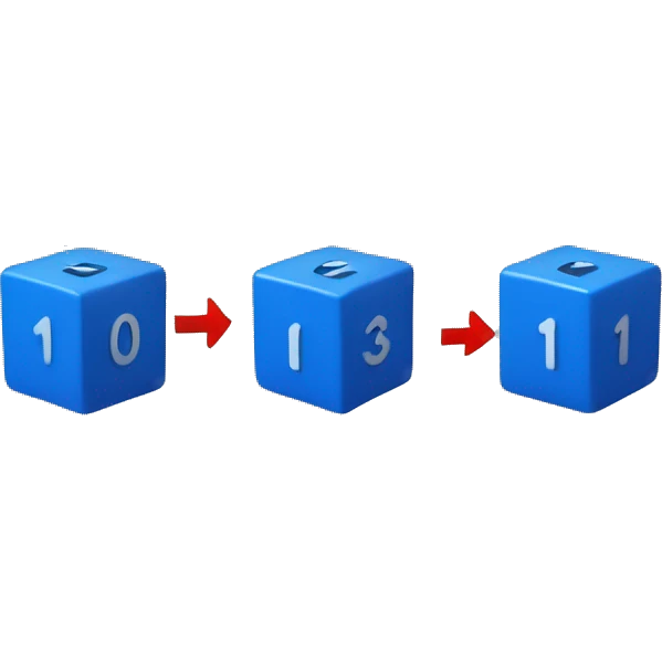 Create an emoji of a cube-shaped object with number 0(blue color) and 1(red color) displayed on its surfaces, representing a matrix or data grid. emoji