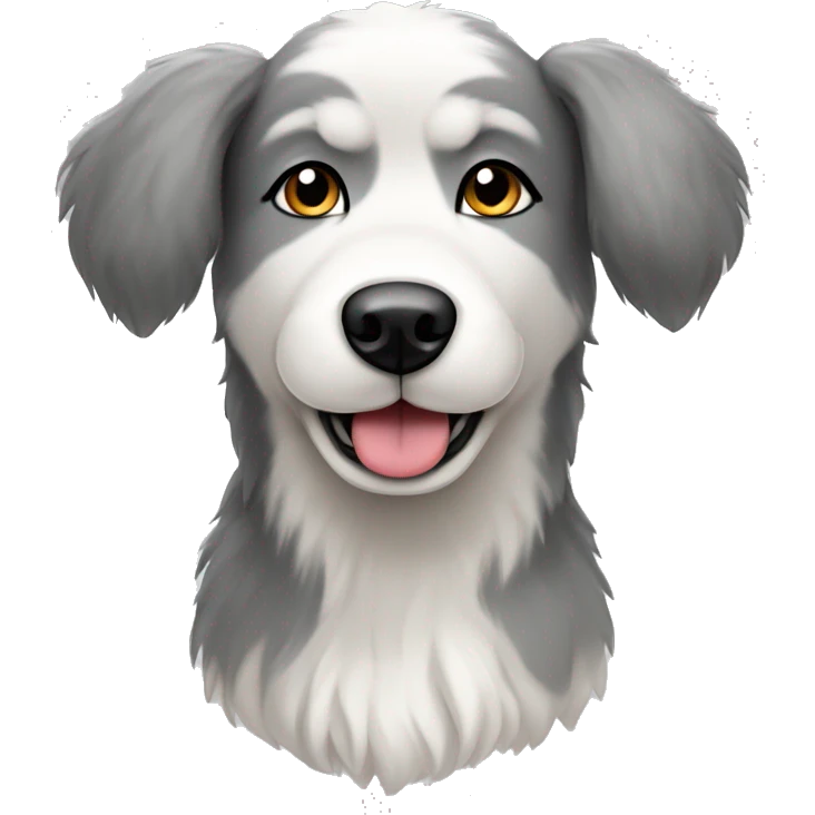 Husky poodle dog floppy ears grey and white emoji