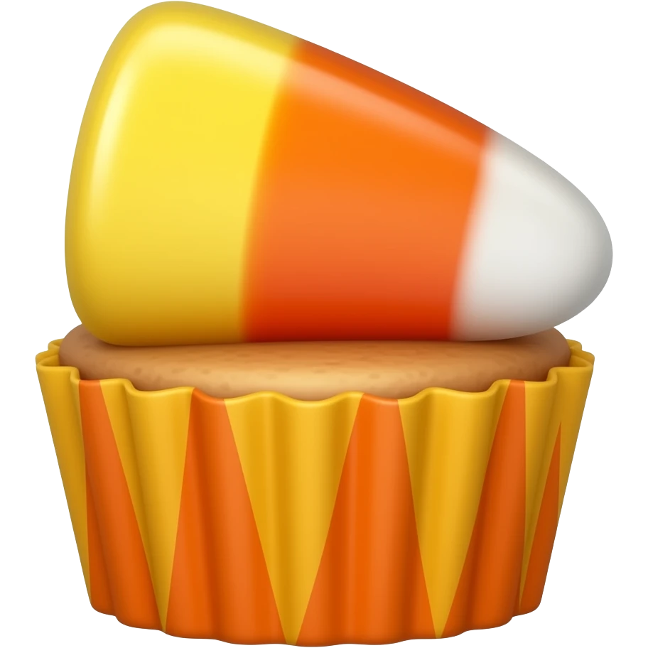 Candy corn with cupcake emoji