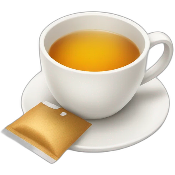 white cup of tea with a tea bag emoji