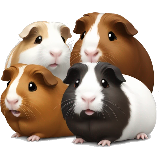 2 guinea pigs one brown and white and one dark brown emoji