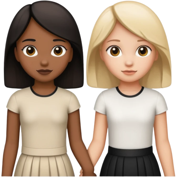 Black girl and white girl holding hands from behind emoji