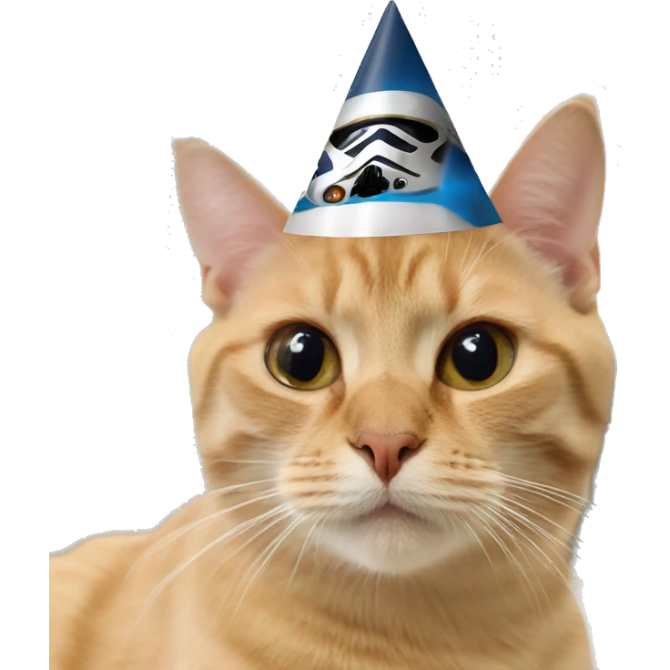 cat wearing a birthday hat at a star wars birthday party emoji