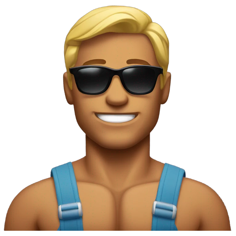 Face with sunglasses that flexes his strength emoji