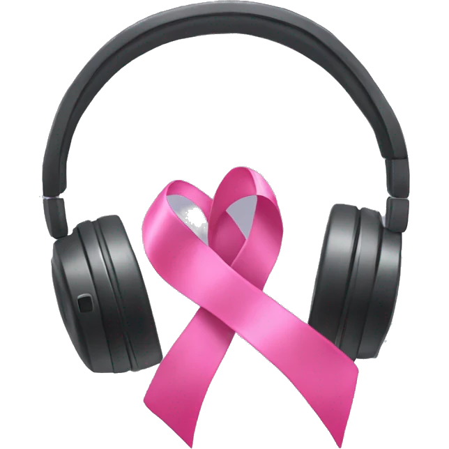 Headphones with pink ribbon emoji