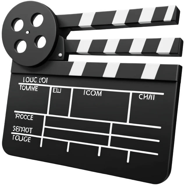 simplified film clapperboard, basic geometric shapes only, essential features emoji
