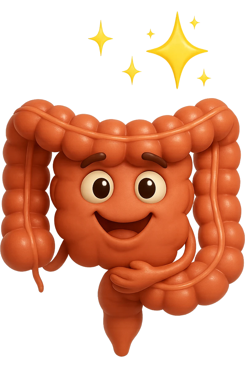 fammi un intestino identico a questo, ma felice e con le scintille di splendore dorate sopra, come se fosse in ottima salute emoji
