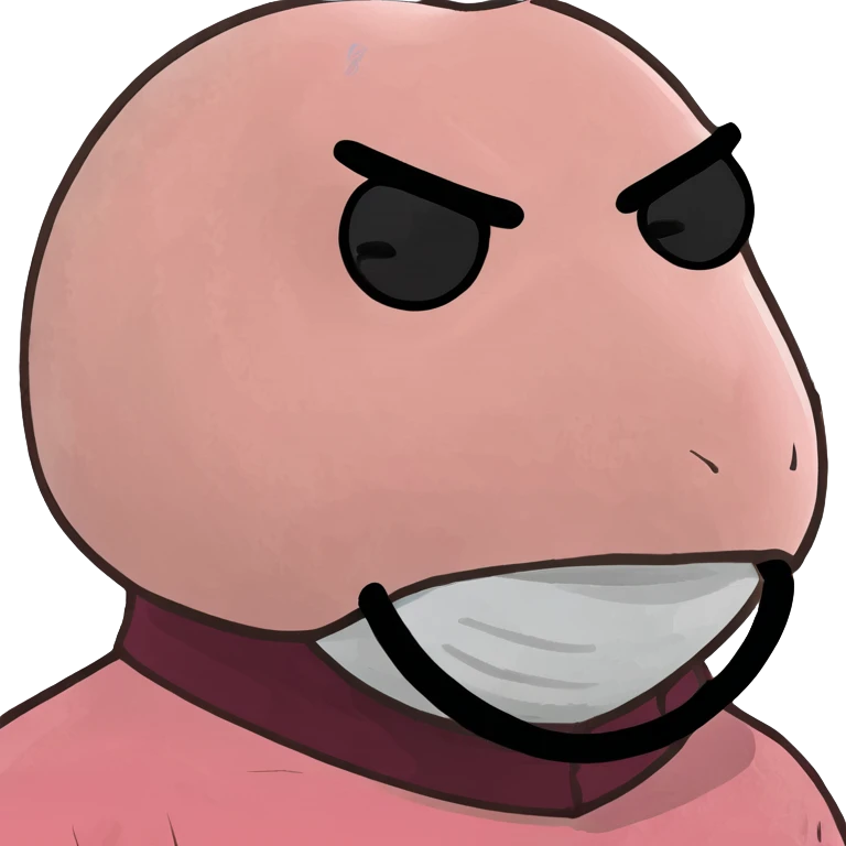 Squid Game pink guard mask with circle shape on face, 3D style, detailed emoji