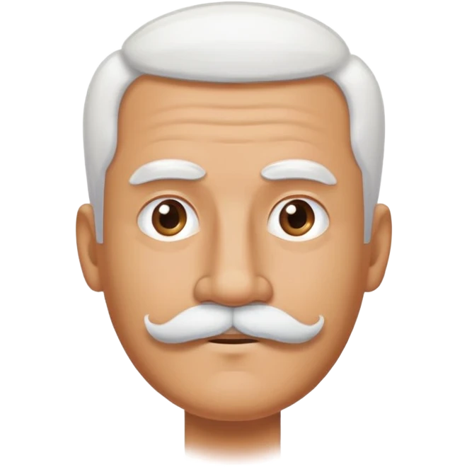 man with oval-shaped flat-top head and bushy white mustache emoji