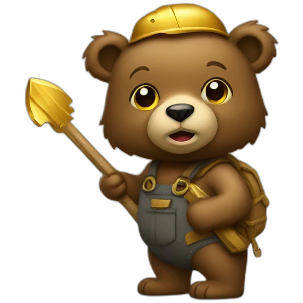 bear with gold mining pick emoji