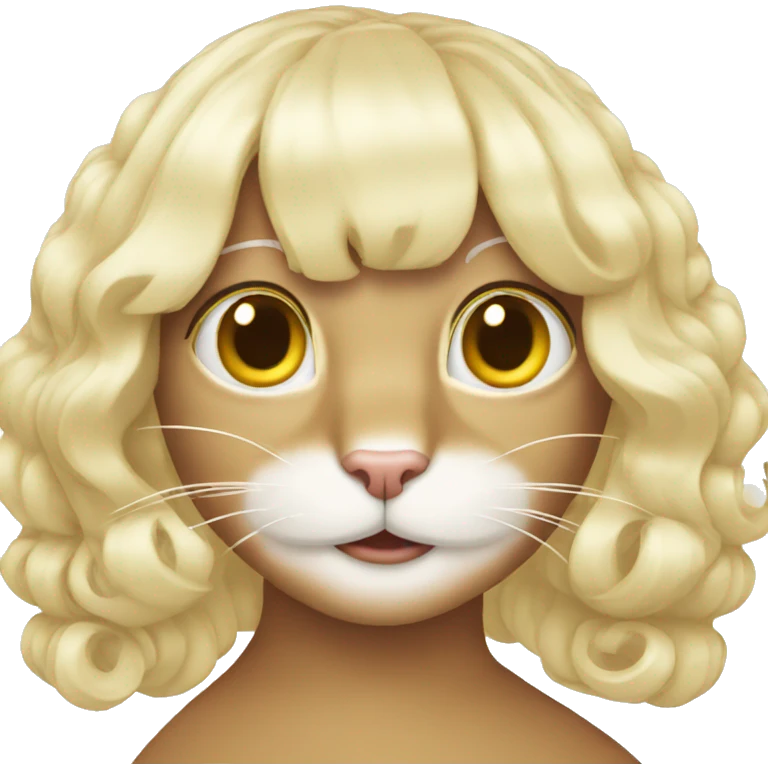 cat wearing a long flowing wig emoji