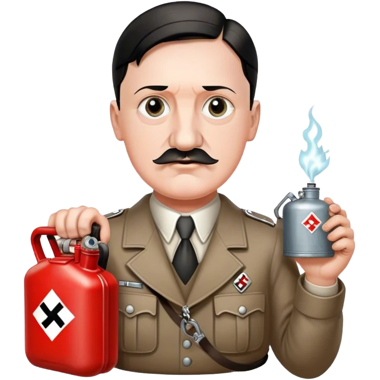 Hitler with a swaztica necklace holding a gas can  emoji