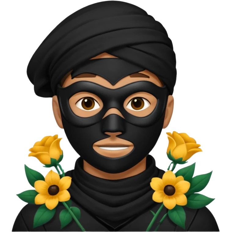 thief with flowers around his neck emoji
