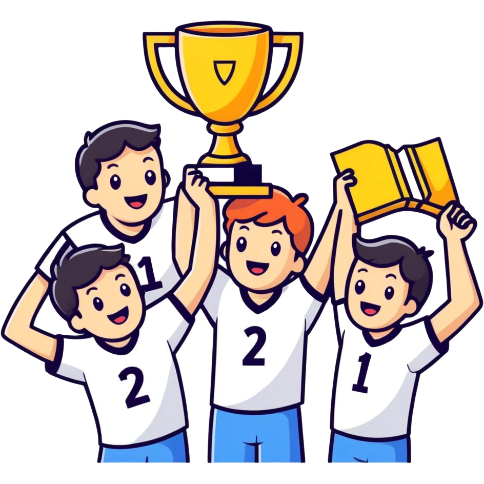 team celebrating with trophy emoji