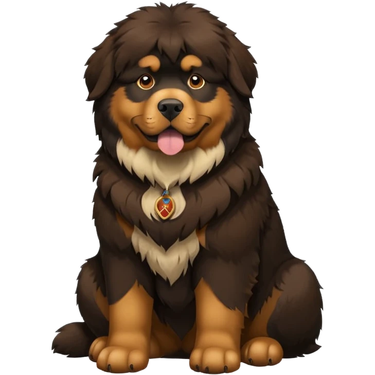 Tibetan Mastiff, sitting, thick fur emoji