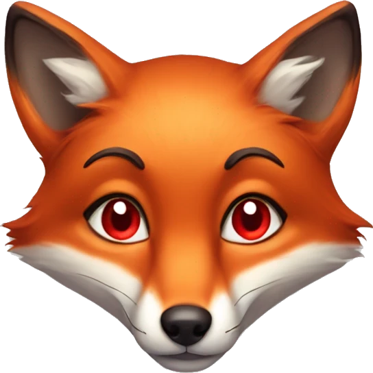deep lush red fox face with tiny red heart instead of eyes emoji