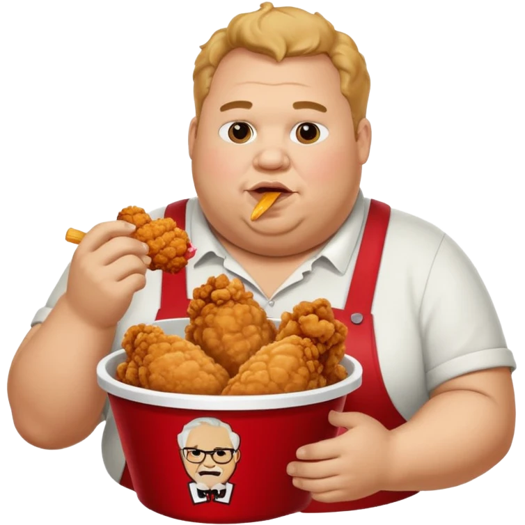 A fat guy eating kfc fried chiceb emoji