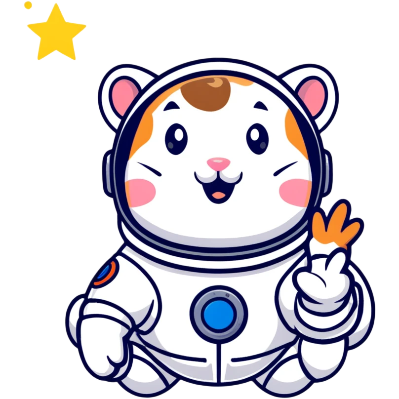 space hamster in a spacesuit waving his hand emoji