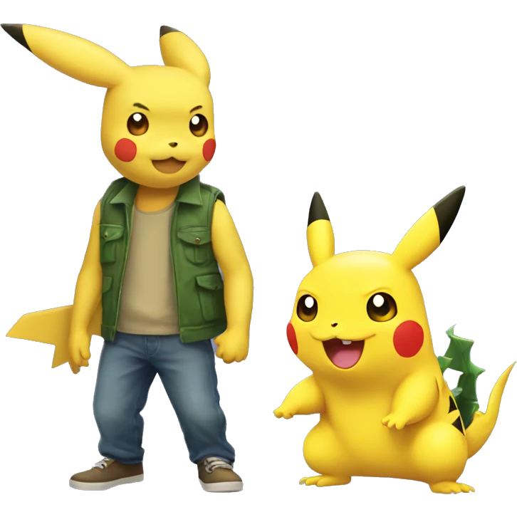 Pikachu and crocodile  emoji