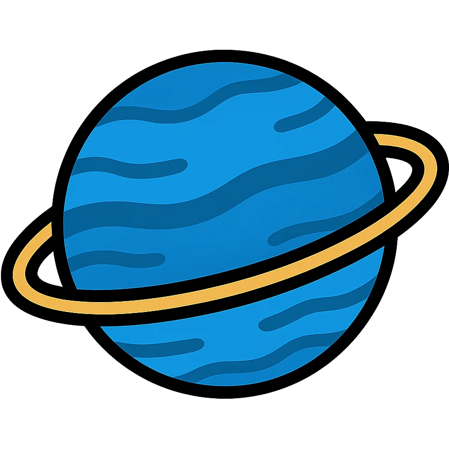 the planet Neptune with its rings, detailed, visually clear, no text, icon style emoji