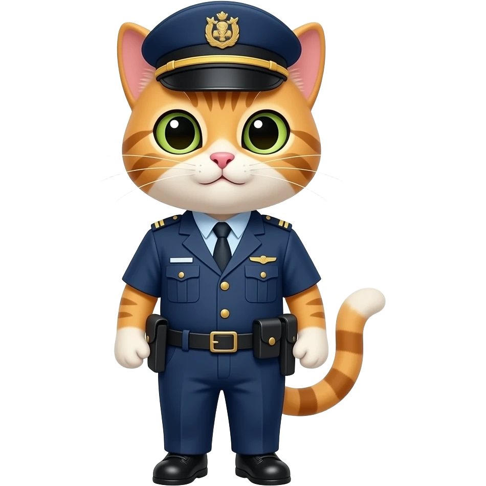 cat wear dirving uniform standing half body close up emoji