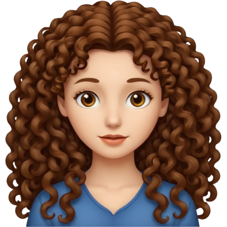 persona mujer con piel clara y rizos suaves color café y largos emoji