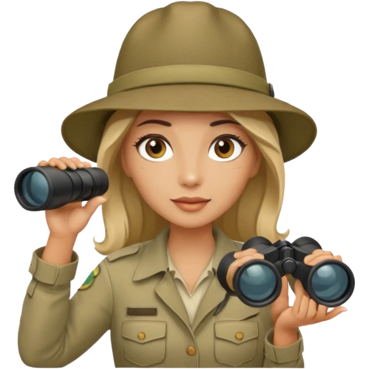 Woman + binoculars,Jungle Explorers. emoji