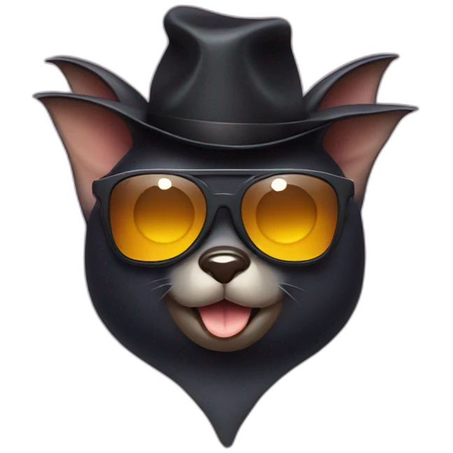 Bat with sunglasses and a hat emoji