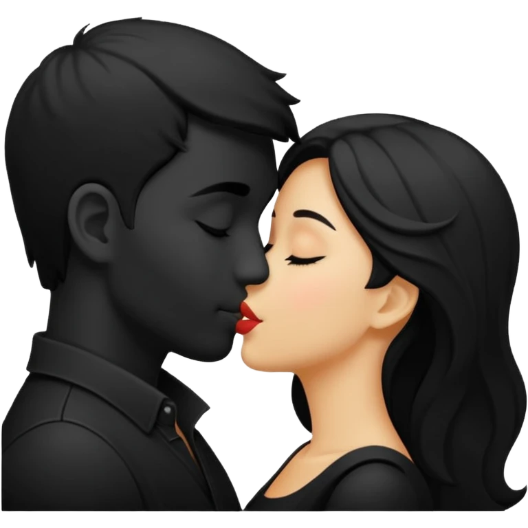 Kiss in black colour emoji