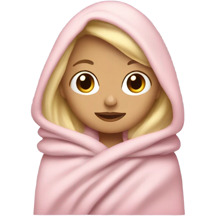 Cozy blonde girl wearing light pink Snuggie blanket emoji