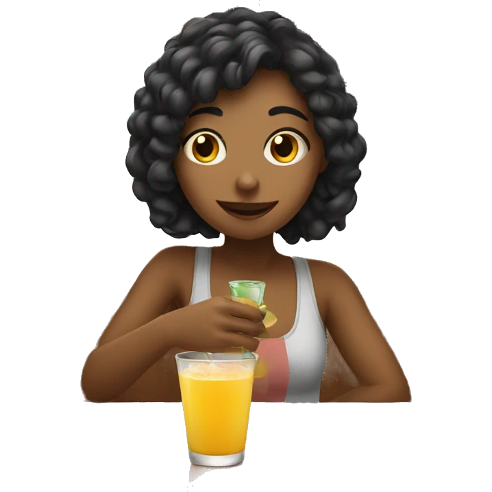 girl enjoying a drink emoji